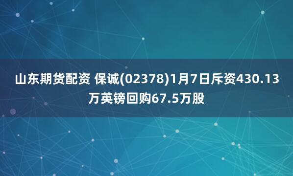 山东期货配资 保诚(02378)1月7日斥资430.13万英镑回购67.5万股