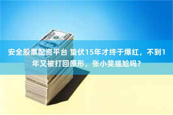 安全股票配资平台 蛰伏15年才终于爆红，不到1年又被打回原形，张小斐尴尬吗？